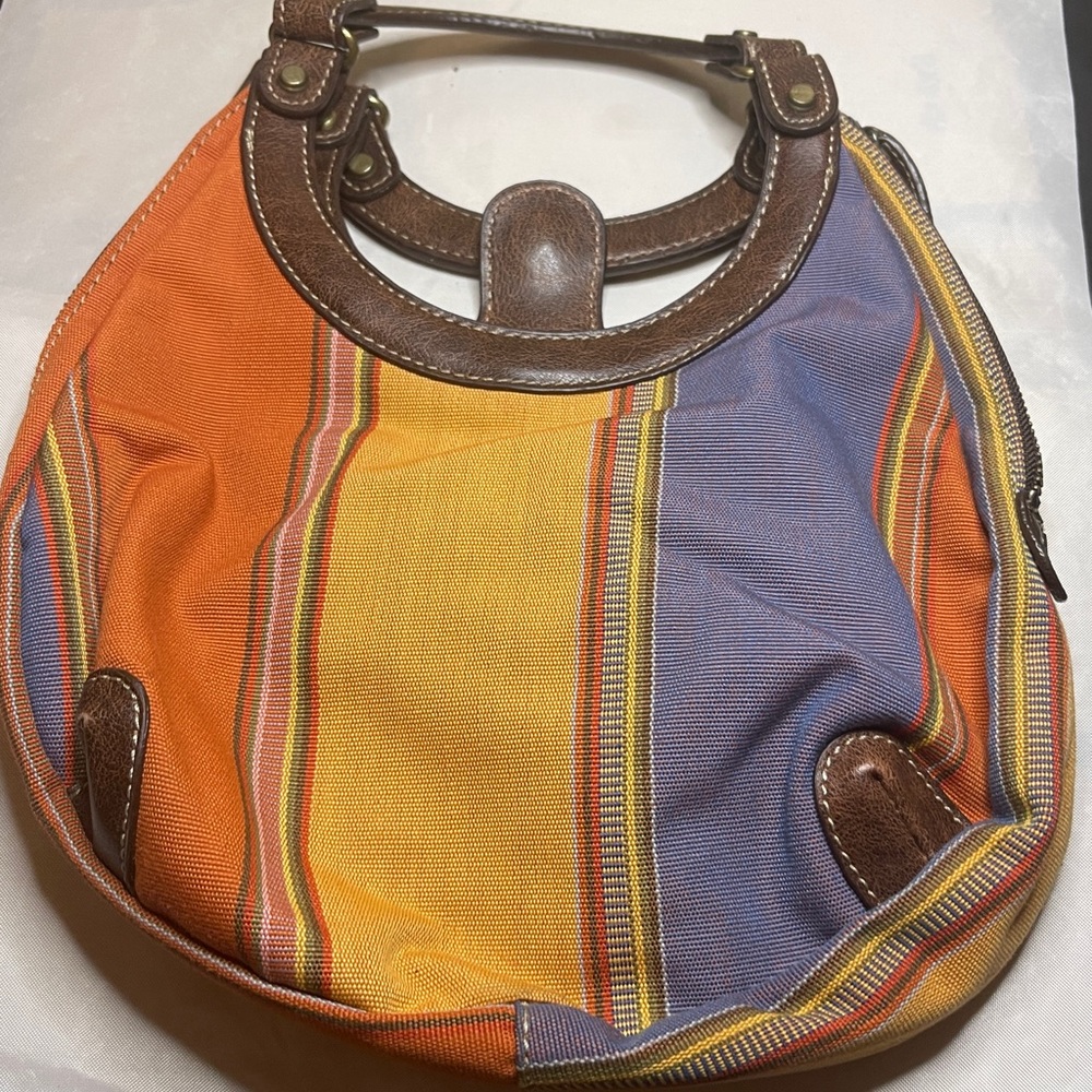 Fossil Striped Multi-Color Canvas Tote Bag
